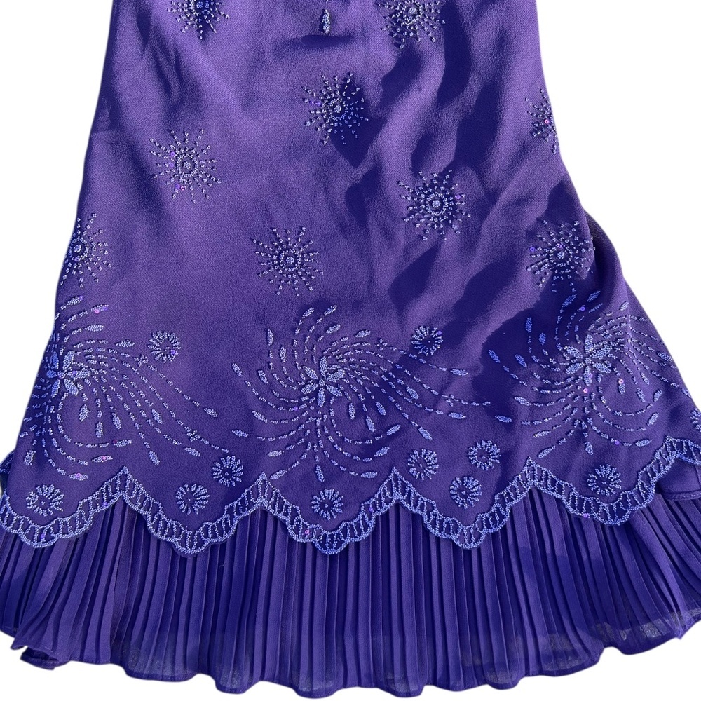 Vintage Purple Beaded NinaLee Cocktail Party Dress Medium - Picture 2 of 6